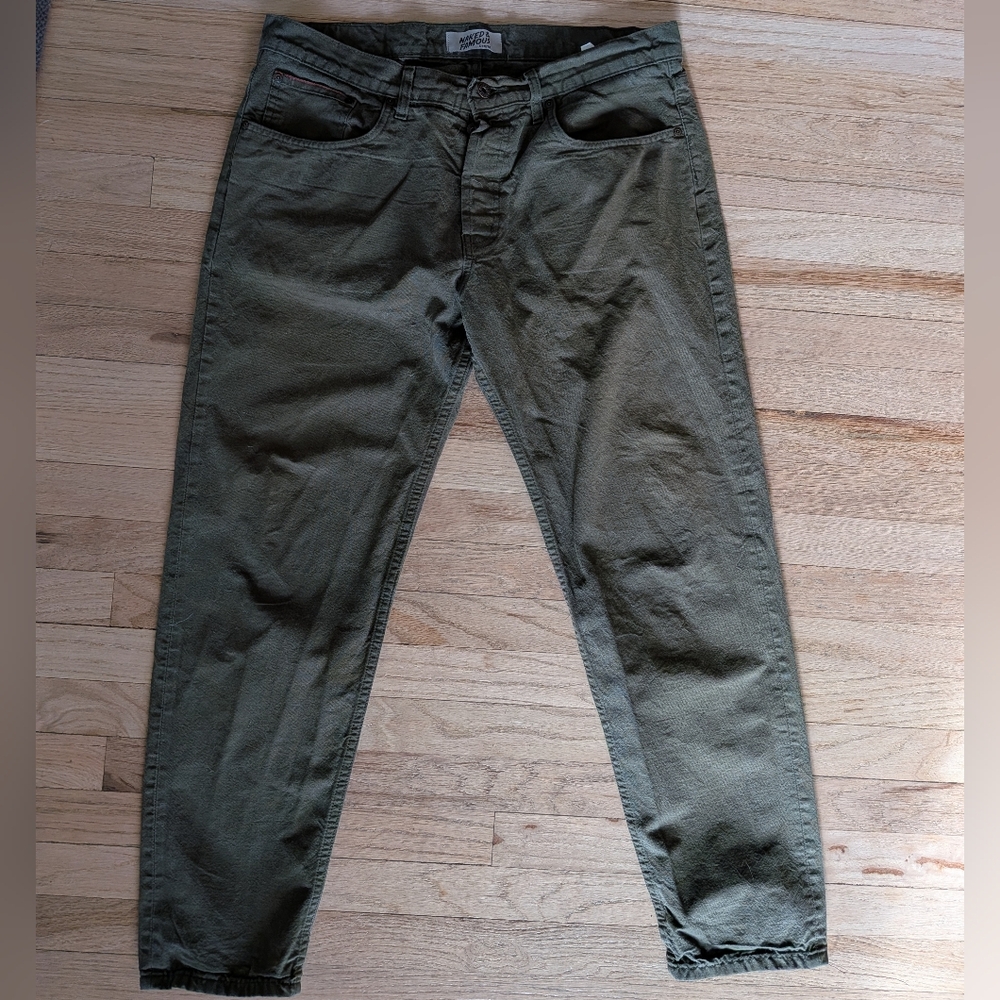 Naked & Famous Army Green Duck Selvedge